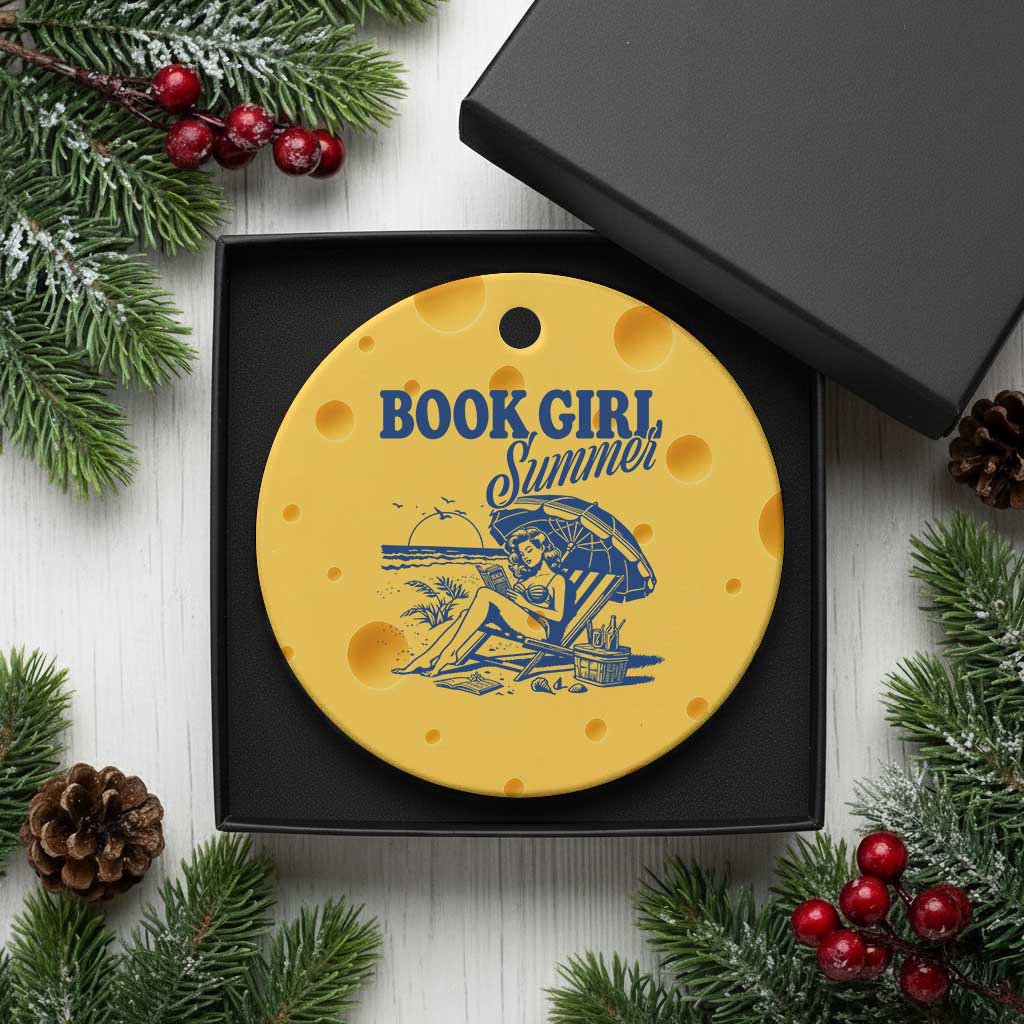 Book Girl Summer Ceramic Ornament Funny Beach Book Lover Gift