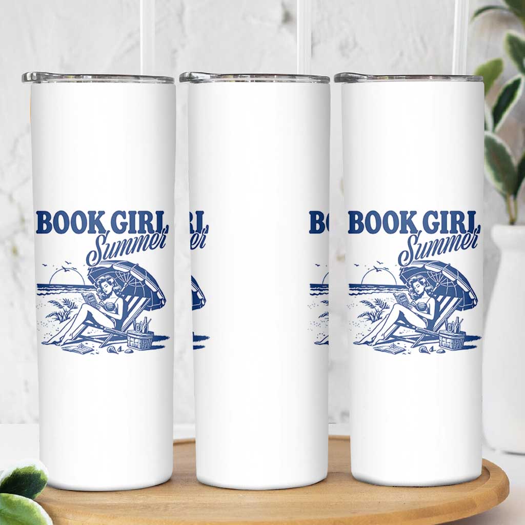 Book Girl Summer Skinny Tumbler Funny Beach Book Lover Gift