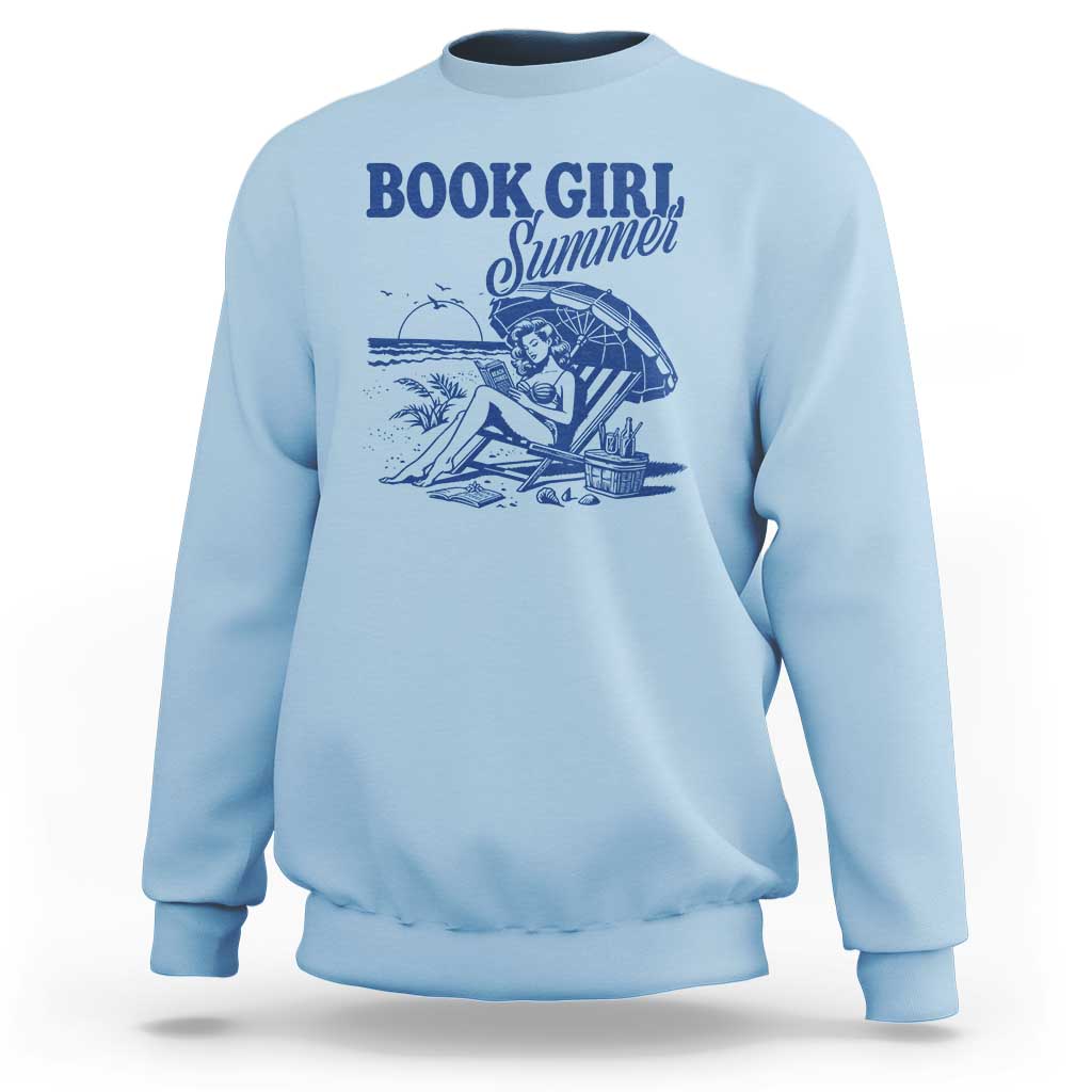 Book Girl Summer Sweatshirt Funny Beach Book Lover Gift