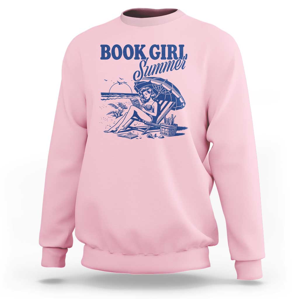 Book Girl Summer Sweatshirt Funny Beach Book Lover Gift