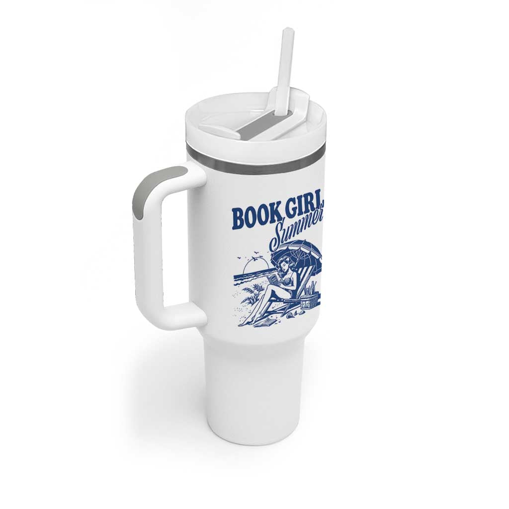 Book Girl Summer Tumbler With Handle Funny Beach Book Lover Gift