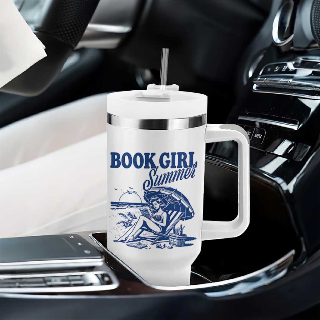 Book Girl Summer Tumbler With Handle Funny Beach Book Lover Gift