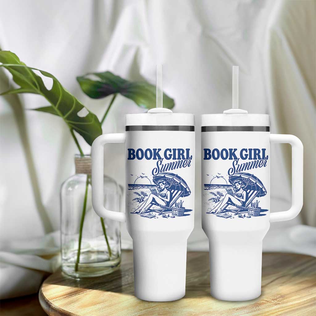 Book Girl Summer Tumbler With Handle Funny Beach Book Lover Gift