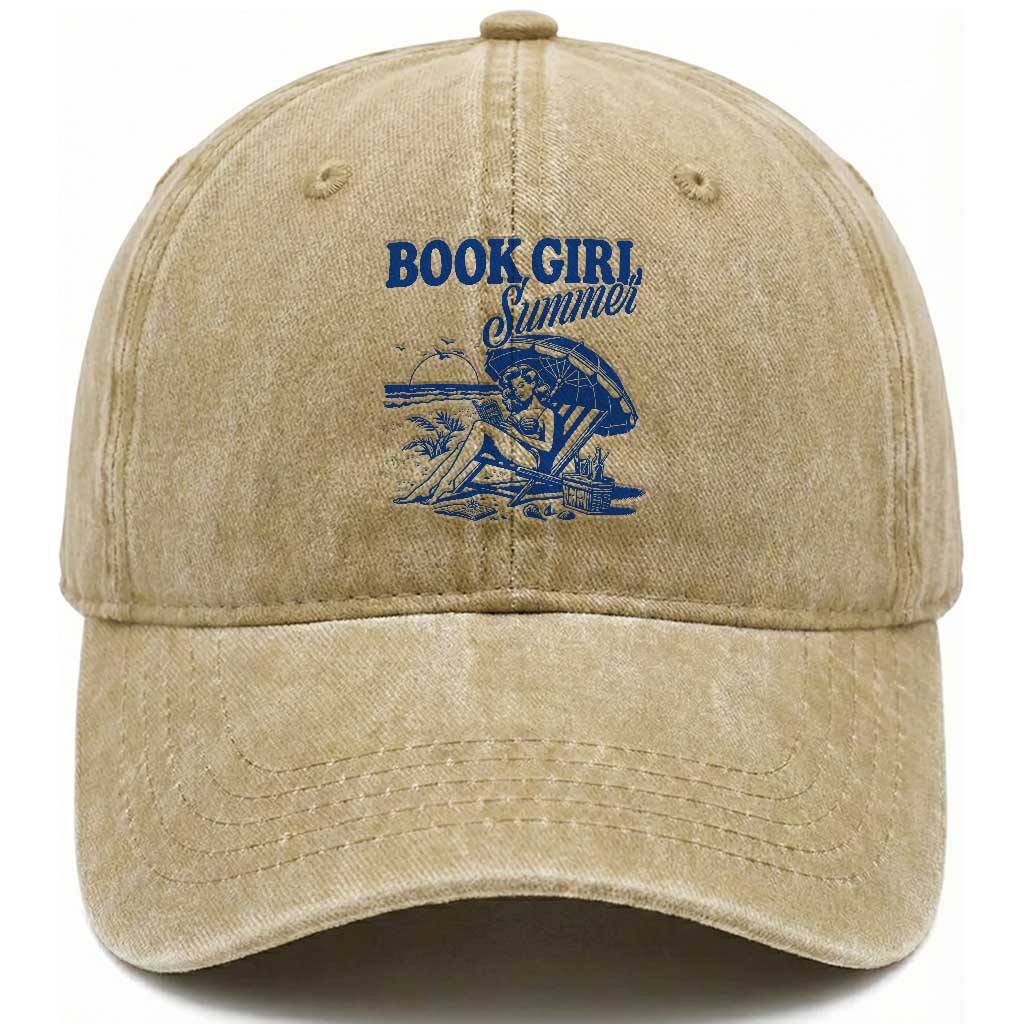 Book Girl Summer Washed Cotton Baseball Cap Funny Beach Book Lover Gift