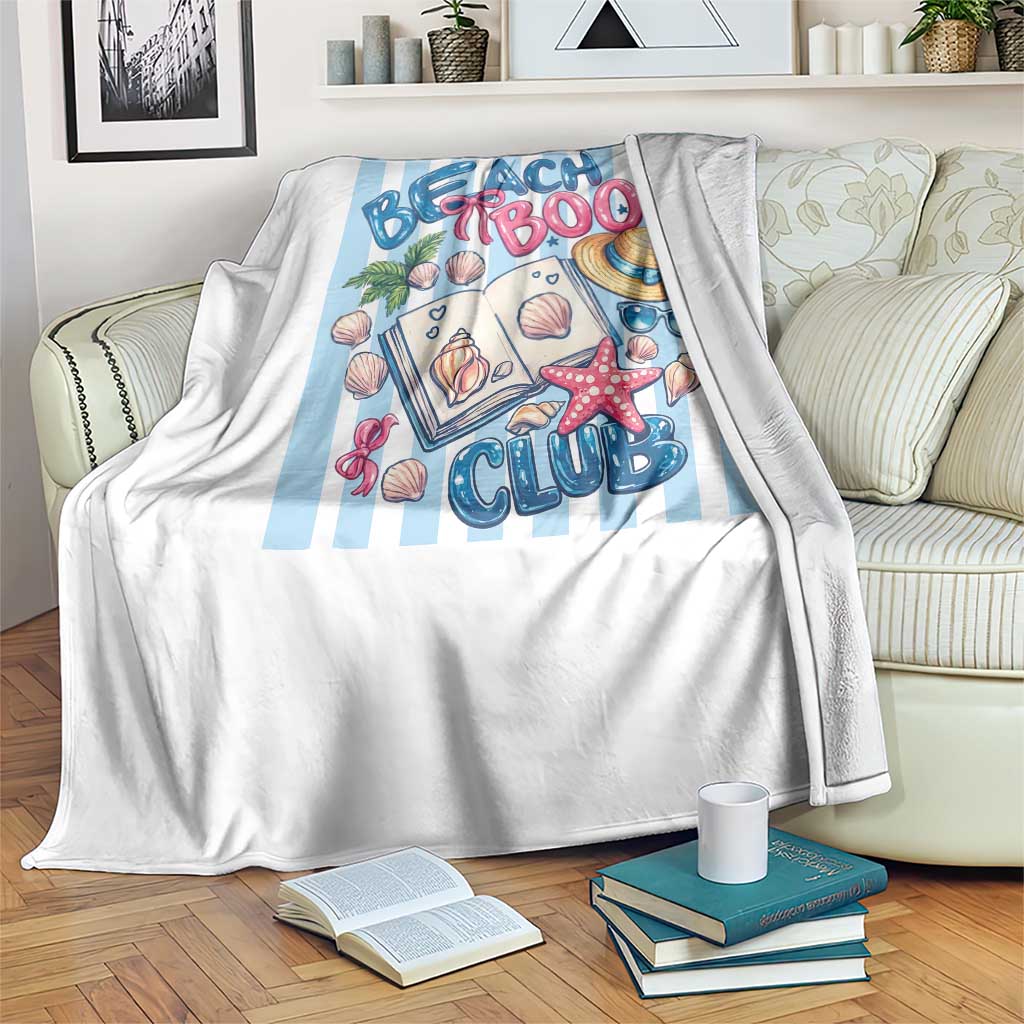 Beach Book Club Throw Blanket Bookworm Summer Vacation Graphic