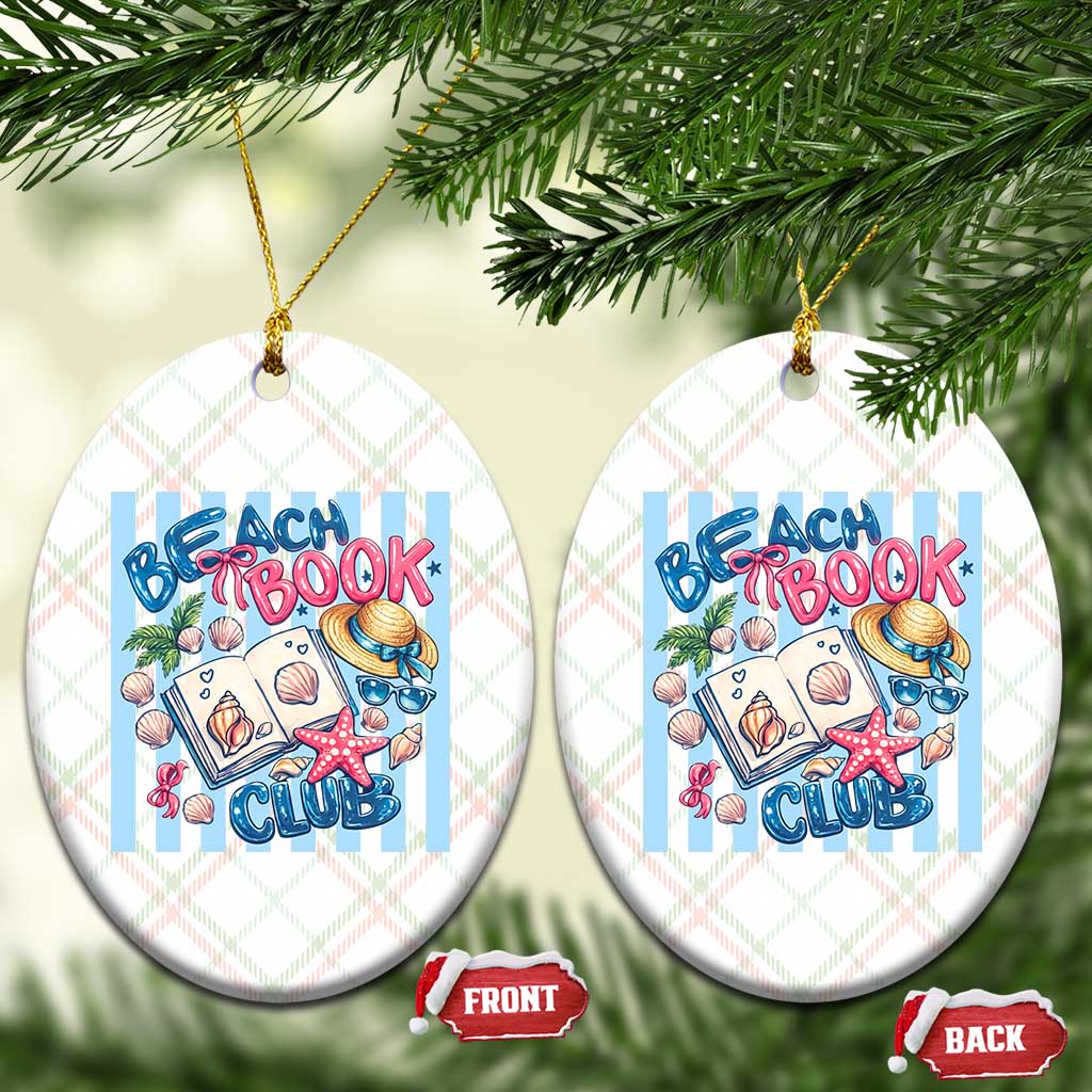 Beach Book Club Ceramic Ornament Bookworm Summer Vacation Graphic