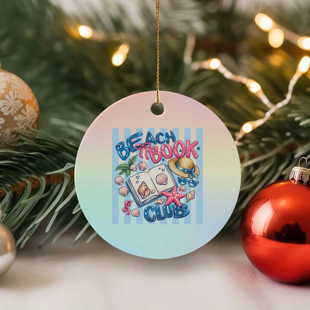 Beach Book Club Ceramic Ornament Bookworm Summer Vacation Graphic