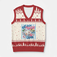 Beach Book Club V-Neck Knit Sweater Vest Bookworm Summer Vacation Graphic
