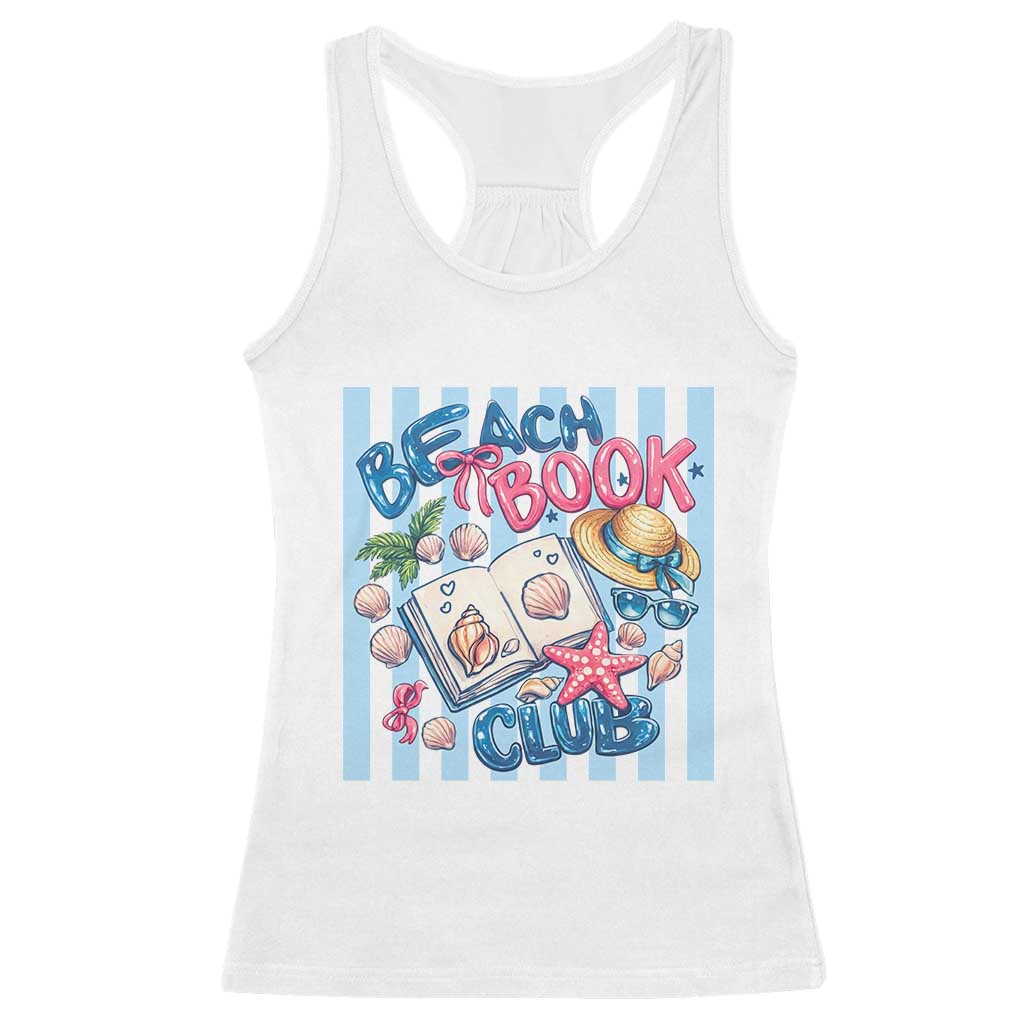 Beach Book Club Racerback Tank Top Bookworm Summer Vacation Graphic