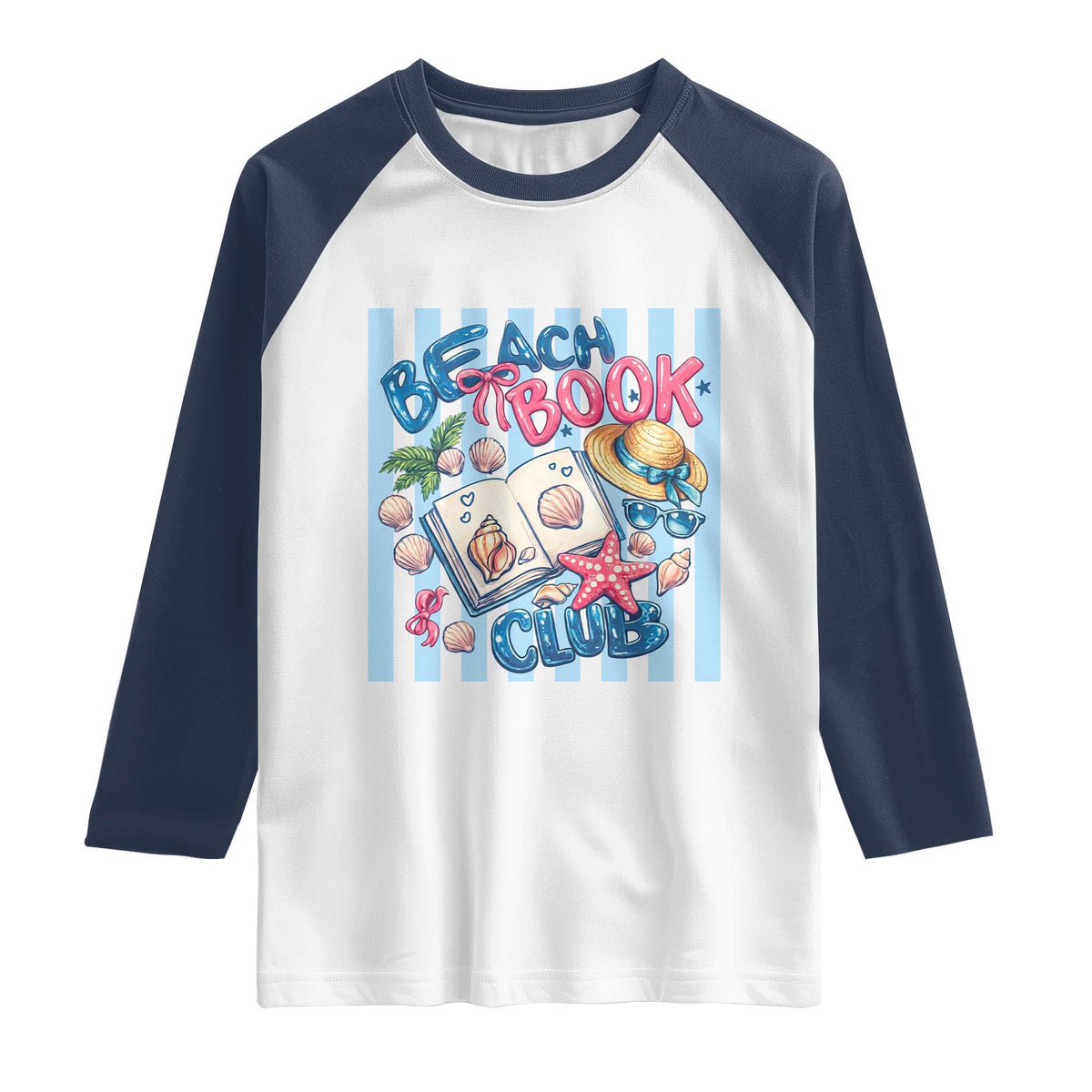 Beach Book Club Raglan Shirt Bookworm Summer Vacation Graphic
