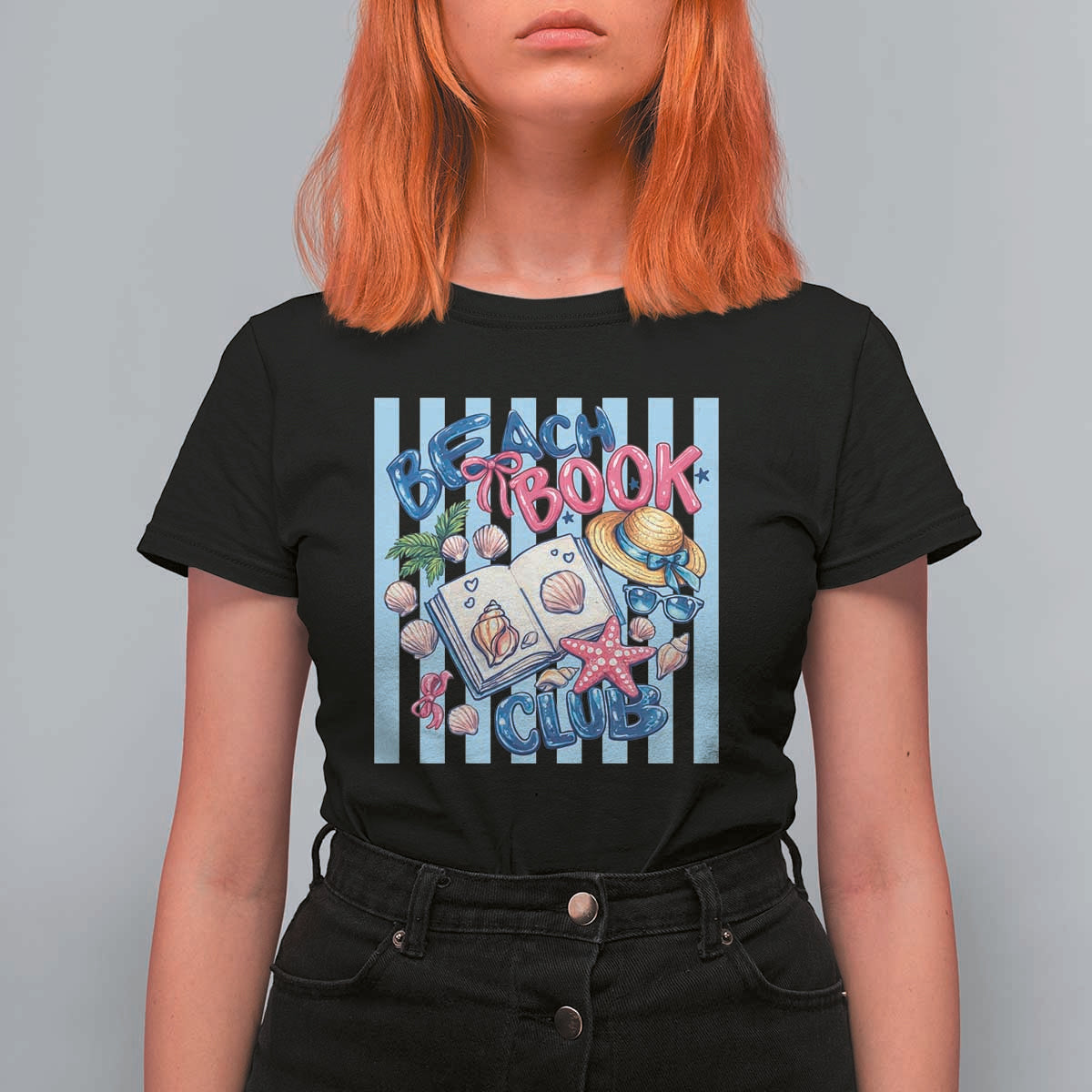 Beach Book Club T Shirt For Women Bookworm Summer Vacation Graphic