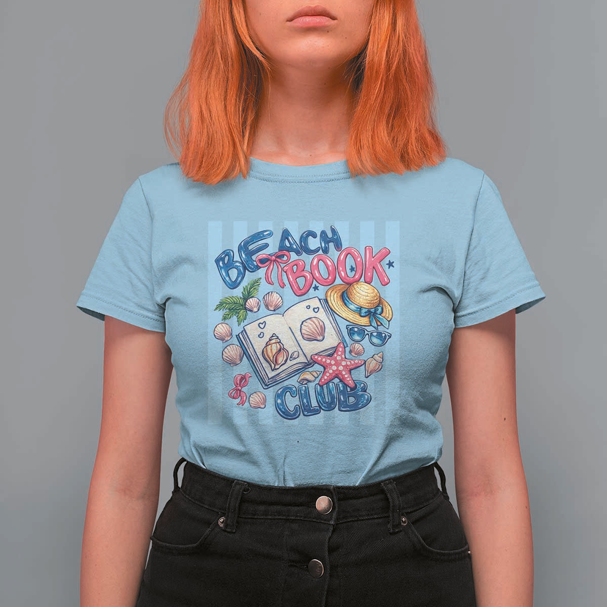 Beach Book Club T Shirt For Women Bookworm Summer Vacation Graphic