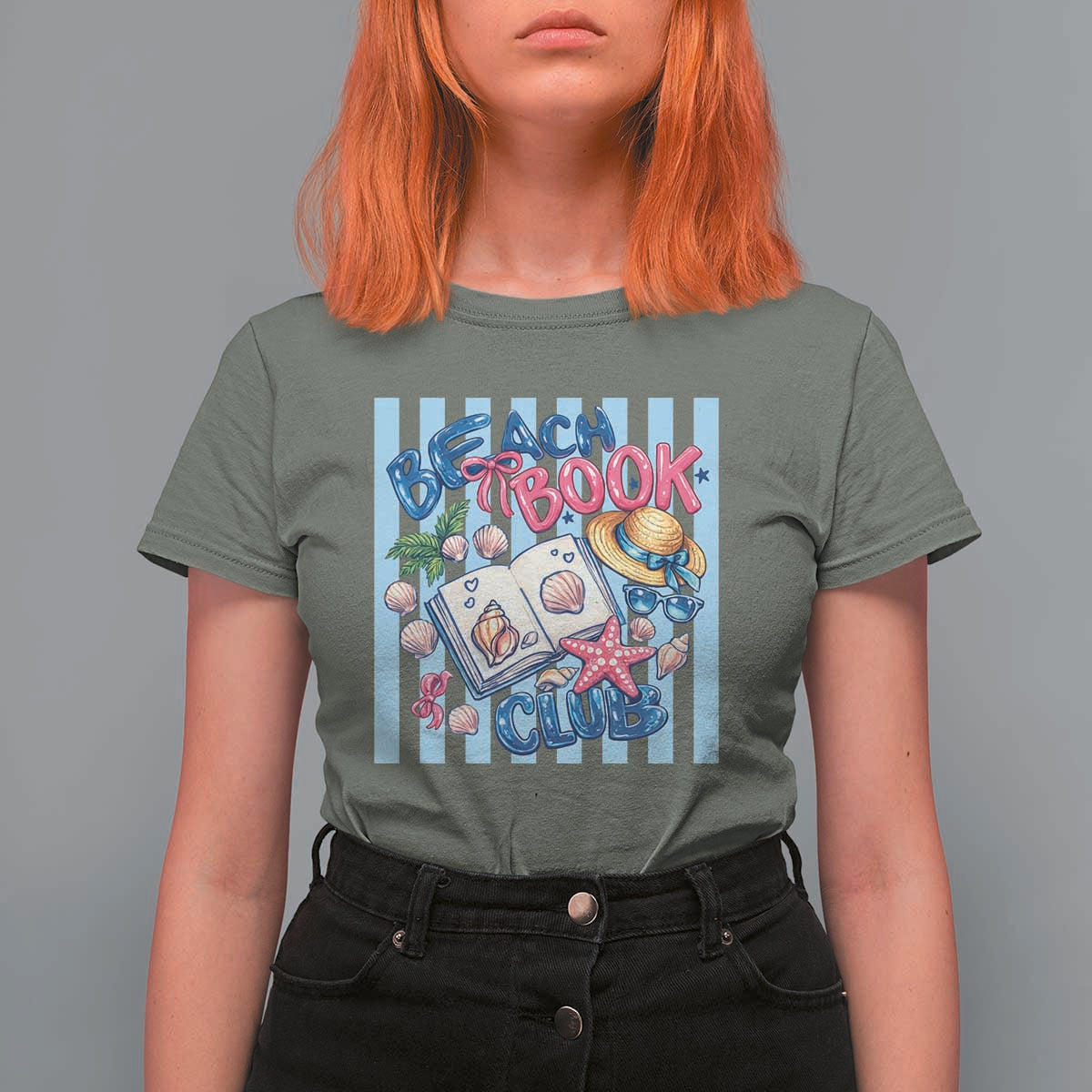 Beach Book Club T Shirt For Women Bookworm Summer Vacation Graphic
