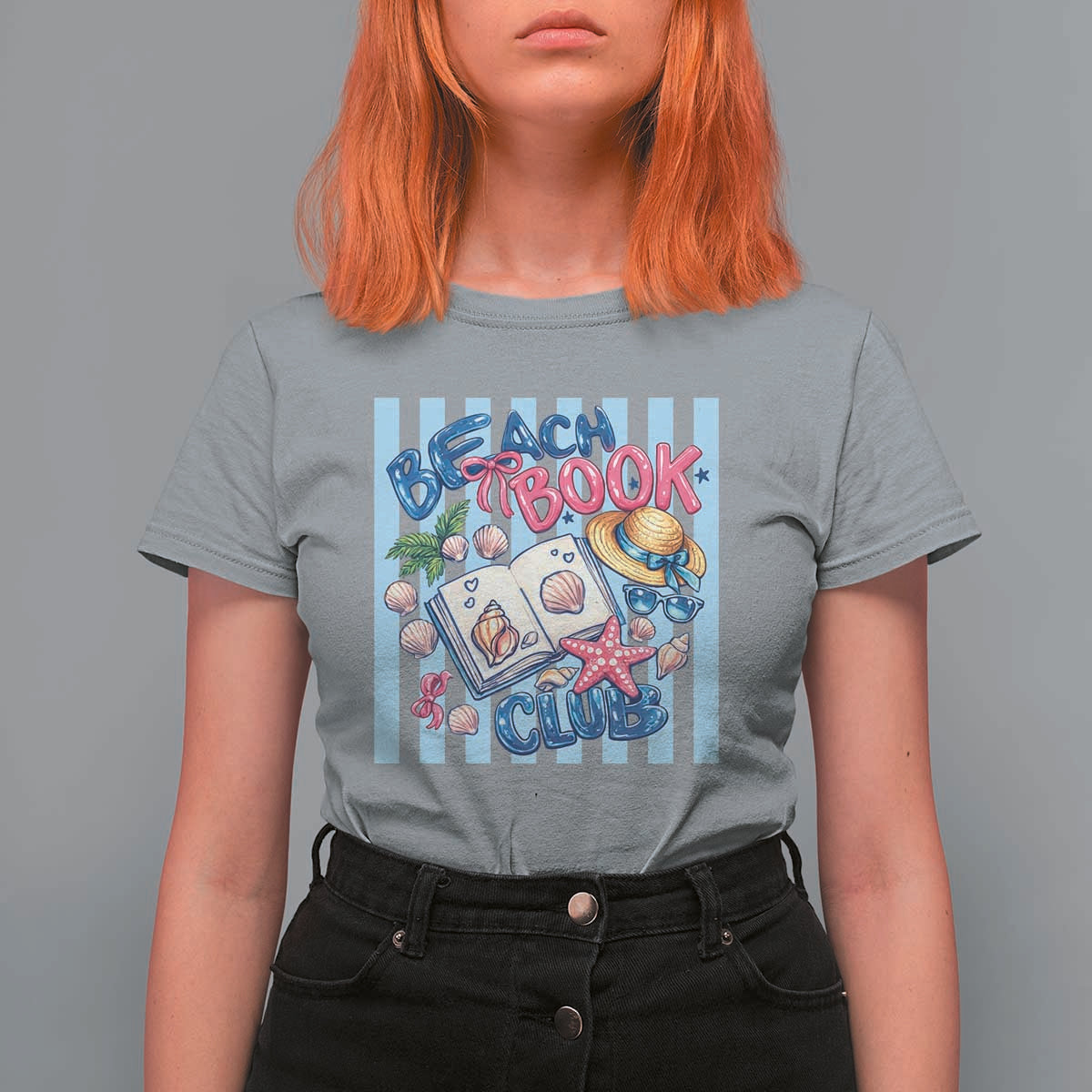 Beach Book Club T Shirt For Women Bookworm Summer Vacation Graphic
