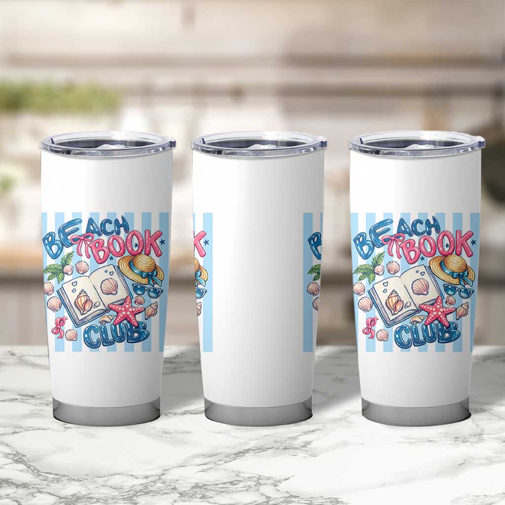 Beach Book Club Tumbler Cup Bookworm Summer Vacation Graphic