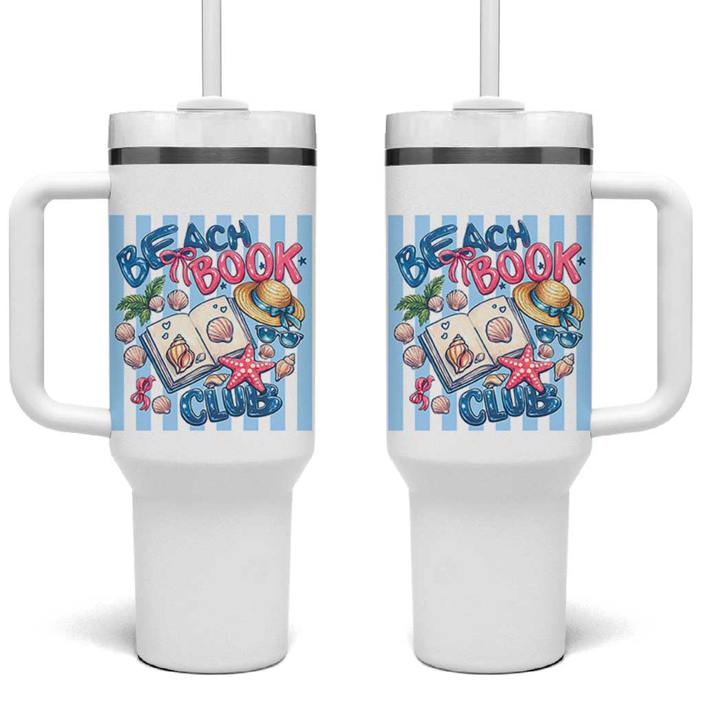 Beach Book Club Tumbler With Handle Bookworm Summer Vacation Graphic