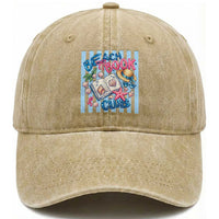 Beach Book Club Washed Cotton Baseball Cap Bookworm Summer Vacation Graphic