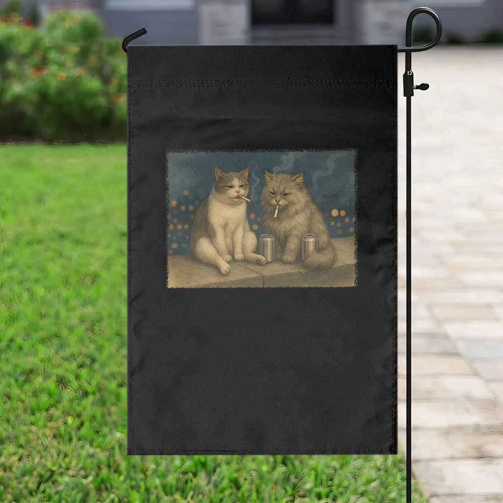 Funny Smoking Cat Garden Flag Meme Cool Kitten With Cigarette