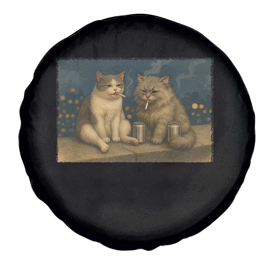 Funny Smoking Cat Spare Tire Cover Meme Cool Kitten With Cigarette