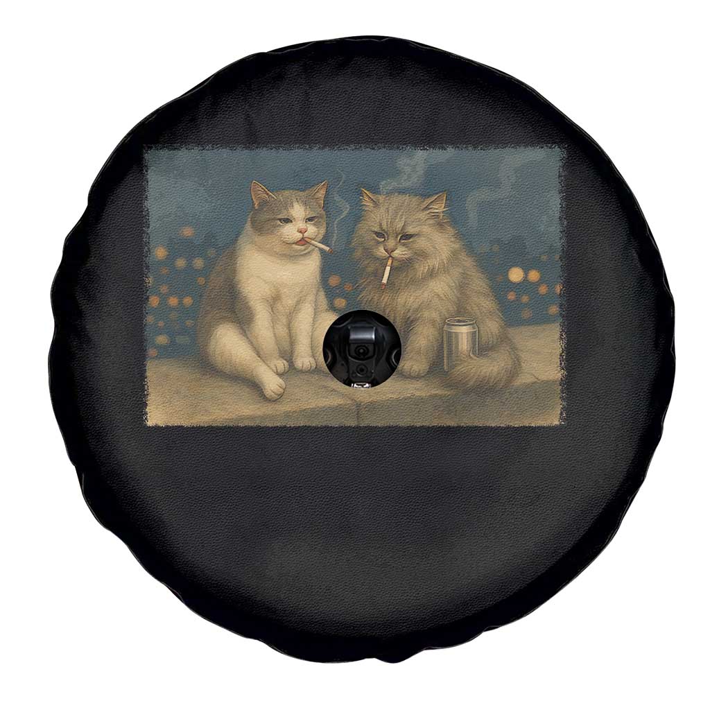Funny Smoking Cat Spare Tire Cover Meme Cool Kitten With Cigarette