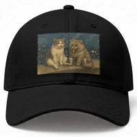 Funny Smoking Cat Baseball Cap Meme Cool Kitten With Cigarette
