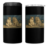 Funny Smoking Cat 4 in 1 Can Cooler Tumbler Meme Cool Kitten With Cigarette