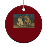 Funny Smoking Cat Ceramic Ornament Meme Cool Kitten With Cigarette
