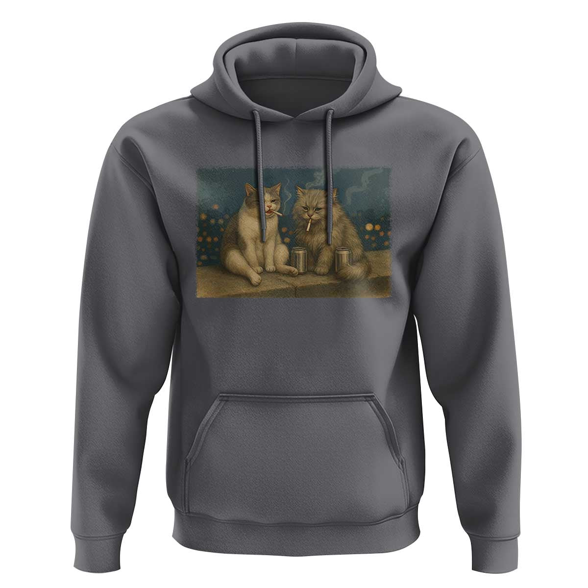 Funny Smoking Cat Hoodie Meme Cool Kitten With Cigarette