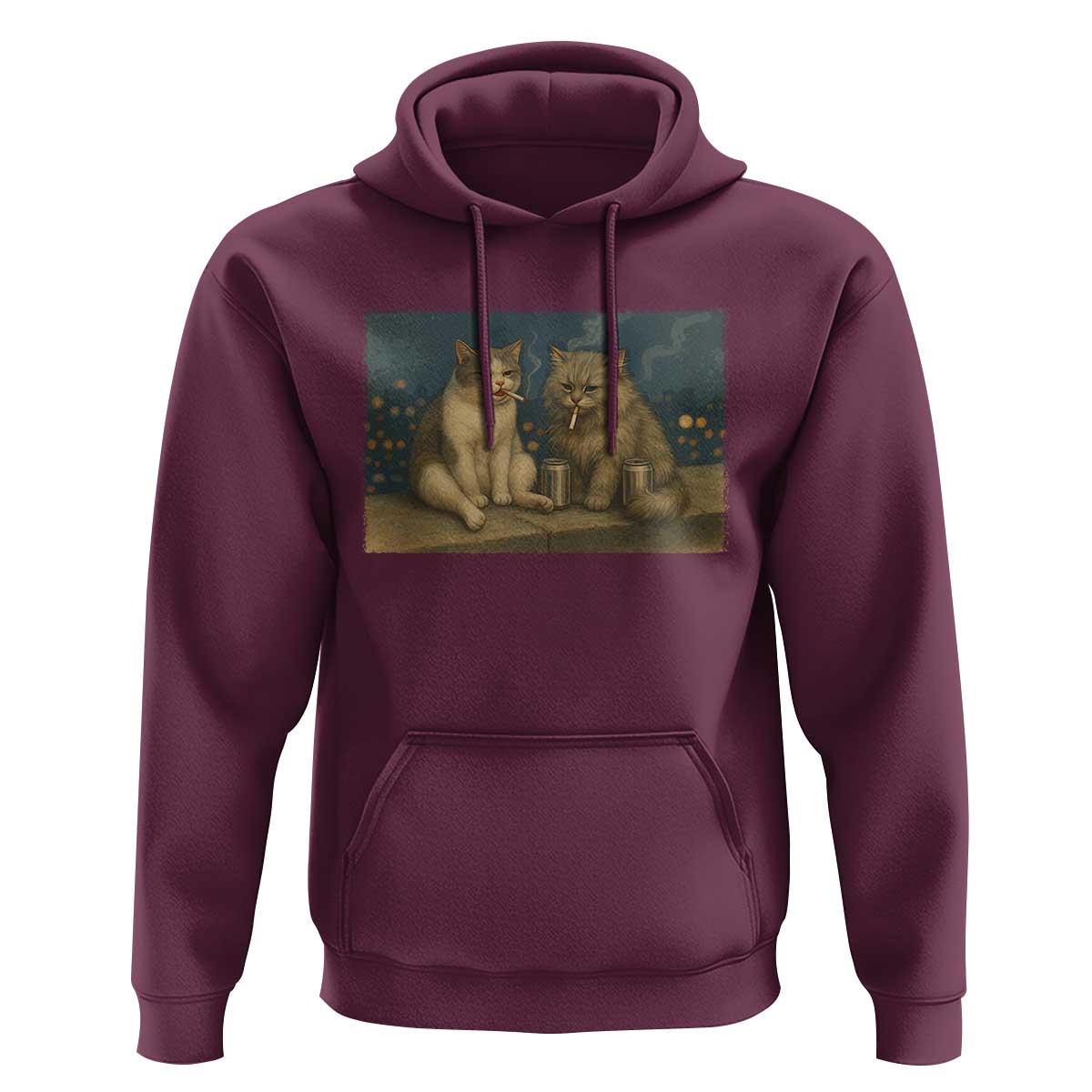 Funny Smoking Cat Hoodie Meme Cool Kitten With Cigarette