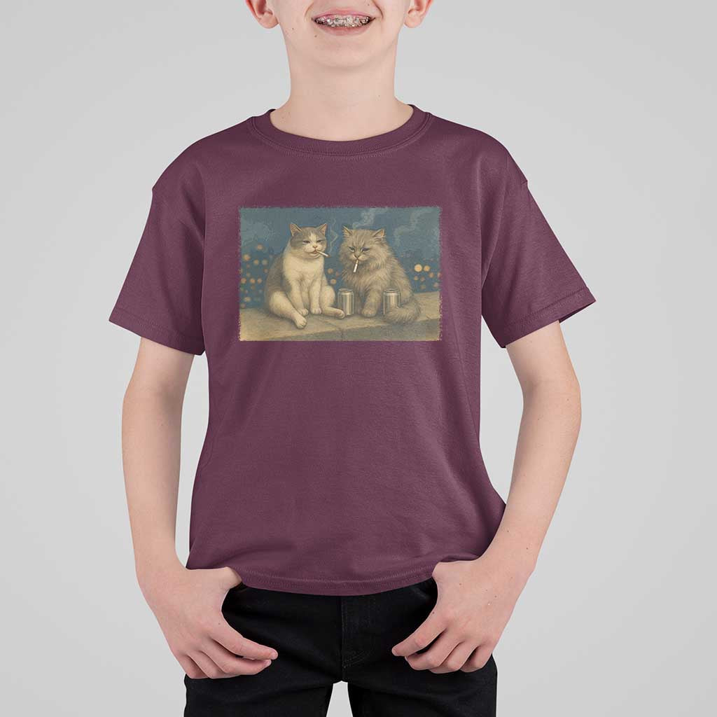 Funny Smoking Cat T Shirt For Kid Meme Cool Kitten With Cigarette