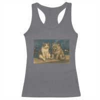 Funny Smoking Cat Racerback Tank Top Meme Cool Kitten With Cigarette