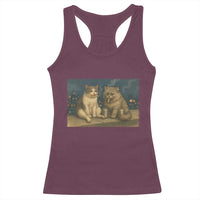 Funny Smoking Cat Racerback Tank Top Meme Cool Kitten With Cigarette