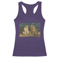 Funny Smoking Cat Racerback Tank Top Meme Cool Kitten With Cigarette