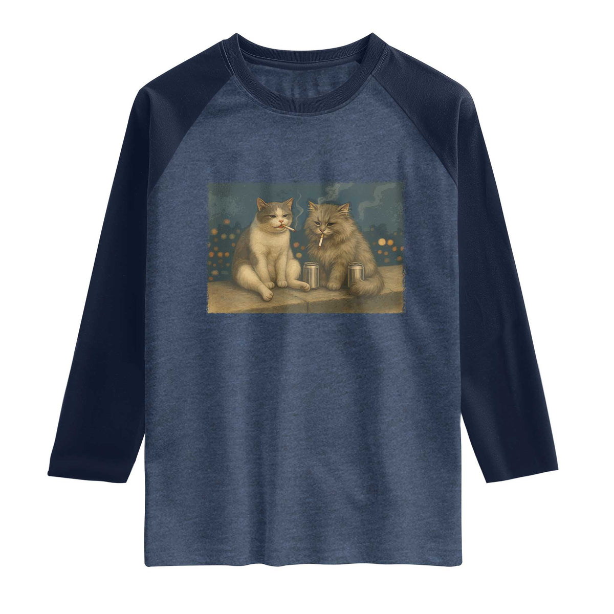 Funny Smoking Cat Raglan Shirt Meme Cool Kitten With Cigarette