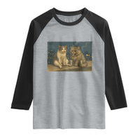 Funny Smoking Cat Raglan Shirt Meme Cool Kitten With Cigarette
