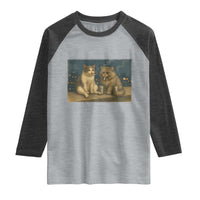 Funny Smoking Cat Raglan Shirt Meme Cool Kitten With Cigarette