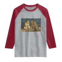 Funny Smoking Cat Raglan Shirt Meme Cool Kitten With Cigarette