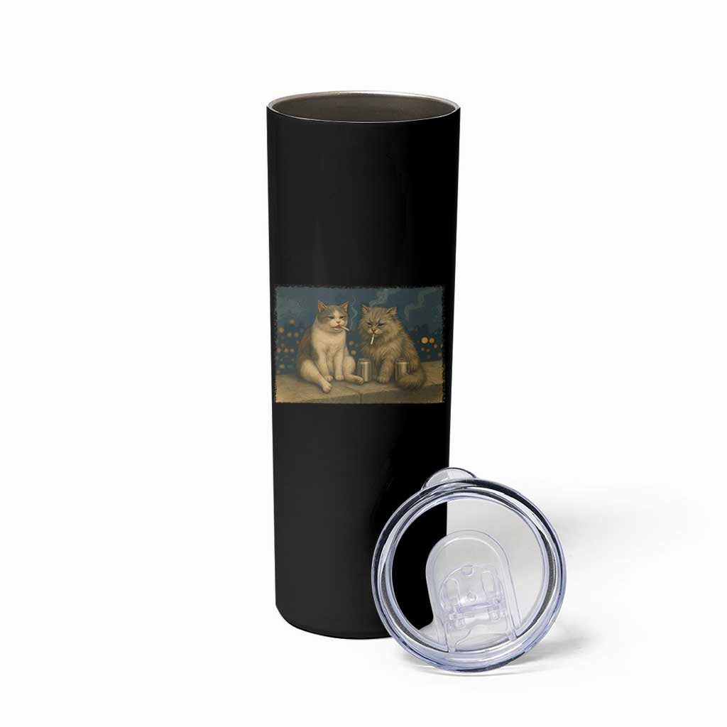 Funny Smoking Cat Skinny Tumbler Meme Cool Kitten With Cigarette