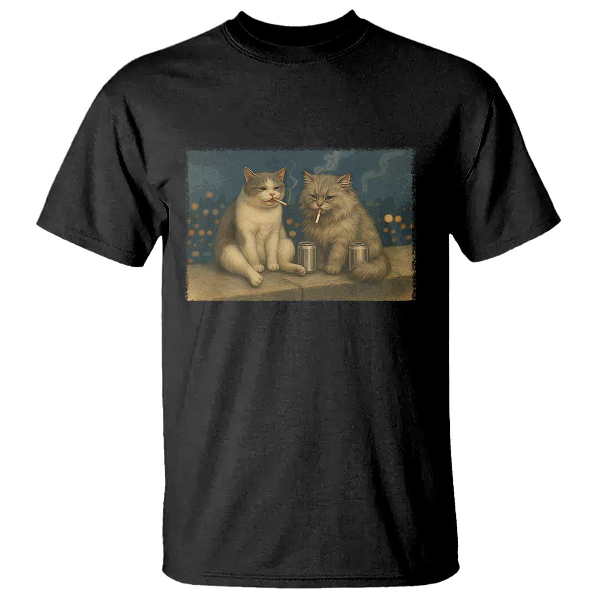 Funny Smoking Cat T Shirt Meme Cool Kitten With Cigarette