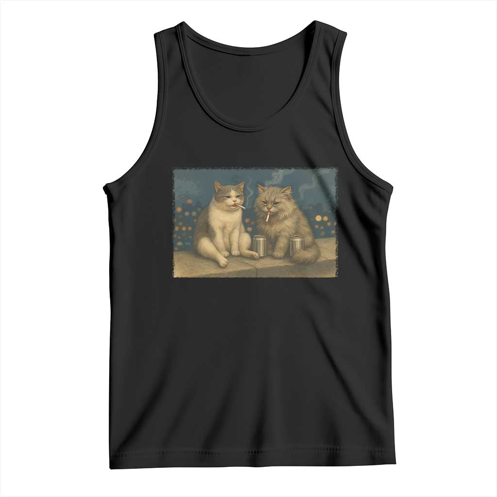 Funny Smoking Cat Tank Top Meme Cool Kitten With Cigarette