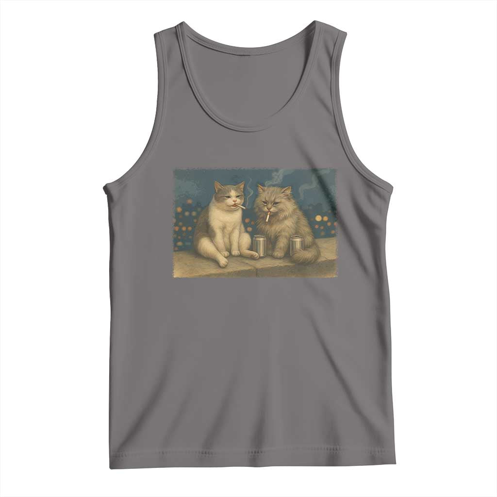 Funny Smoking Cat Tank Top Meme Cool Kitten With Cigarette