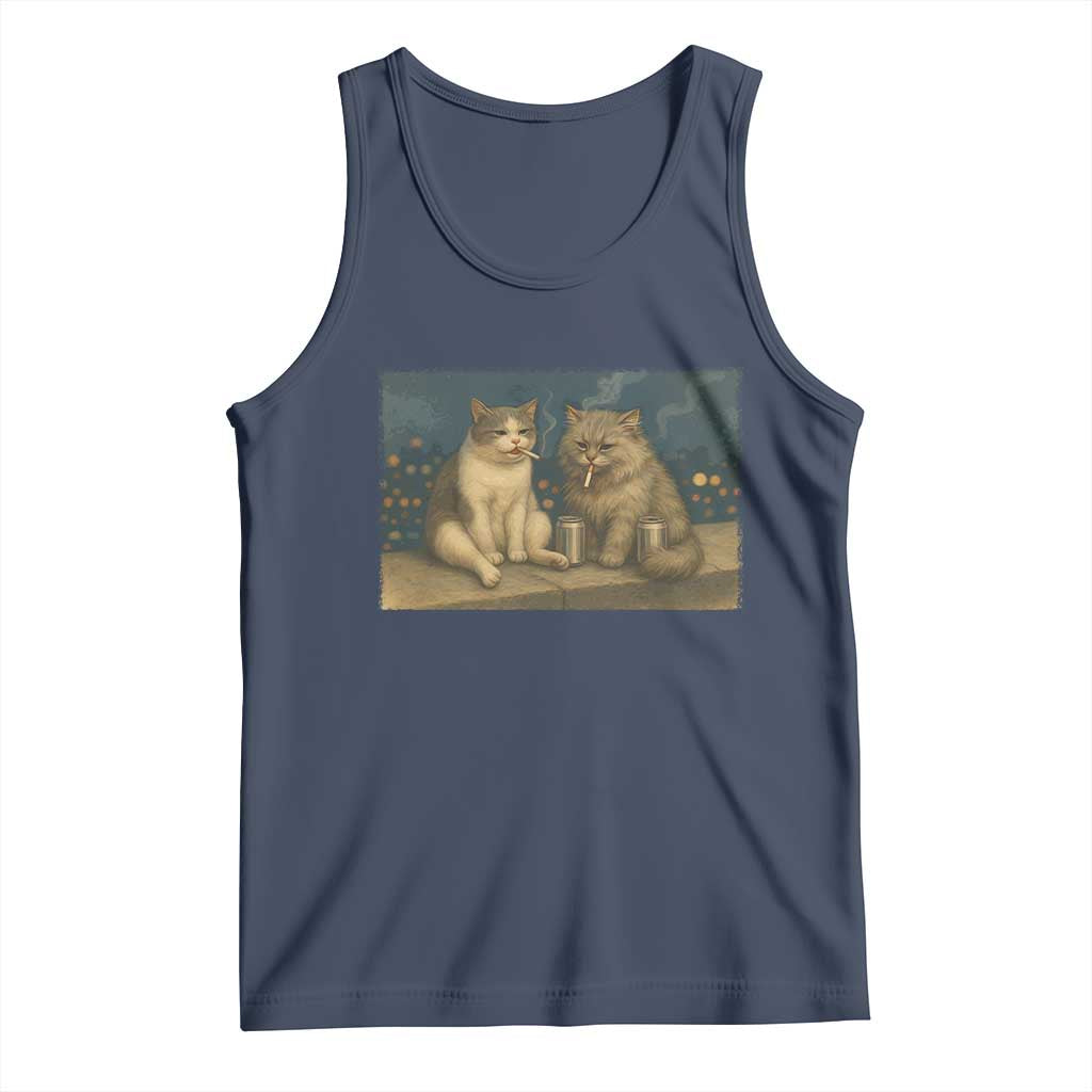 Funny Smoking Cat Tank Top Meme Cool Kitten With Cigarette