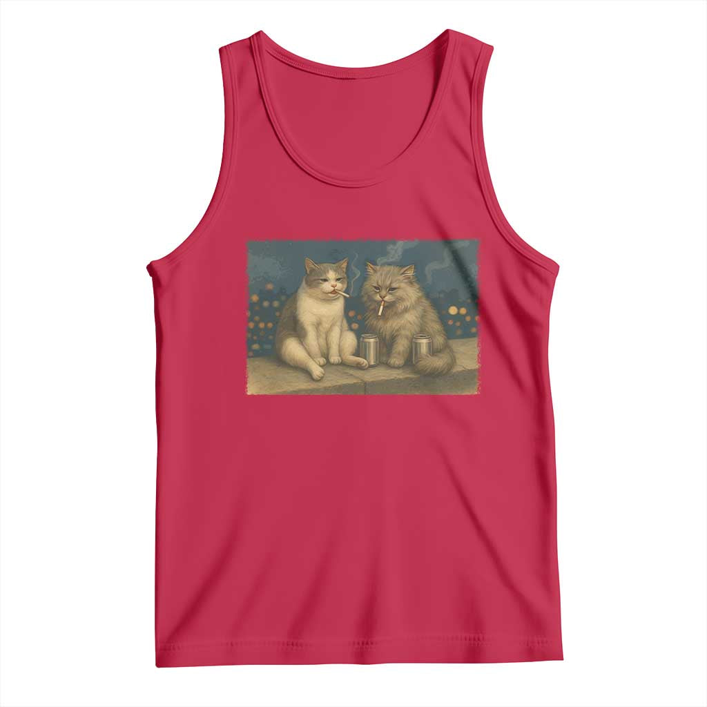 Funny Smoking Cat Tank Top Meme Cool Kitten With Cigarette