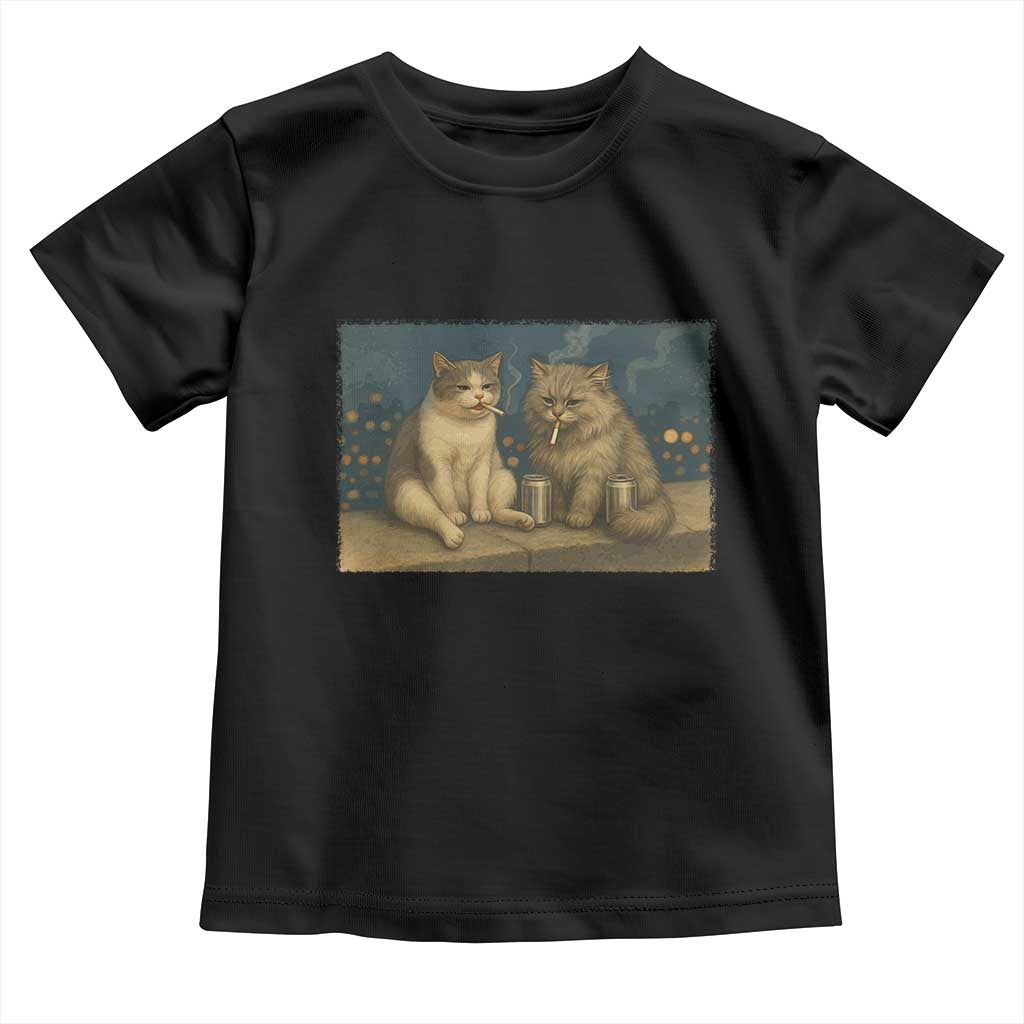 Funny Smoking Cat Toddler T Shirt Meme Cool Kitten With Cigarette