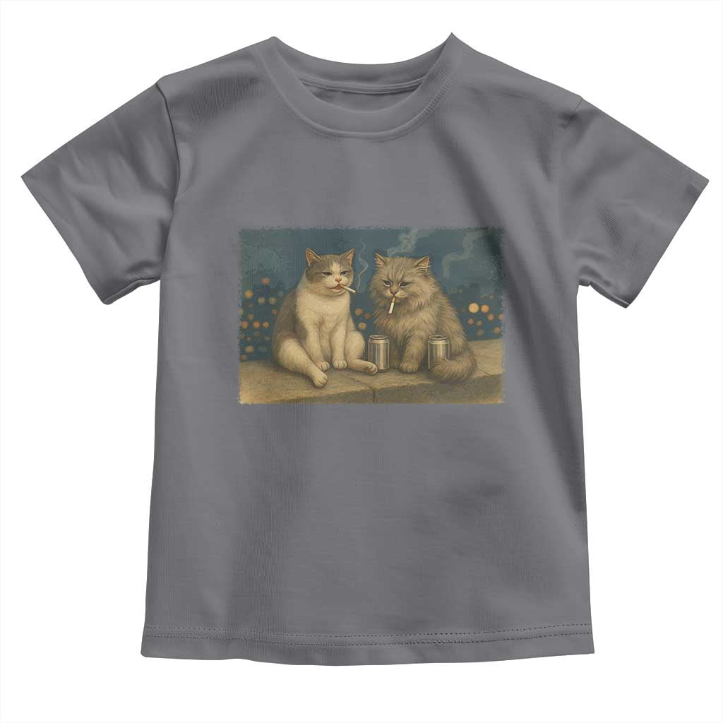 Funny Smoking Cat Toddler T Shirt Meme Cool Kitten With Cigarette