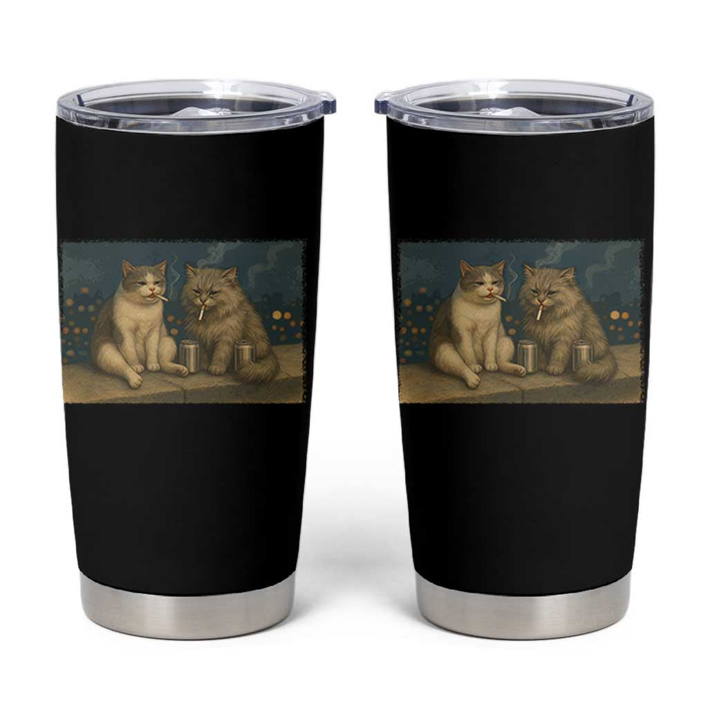 Funny Smoking Cat Tumbler Cup Meme Cool Kitten With Cigarette