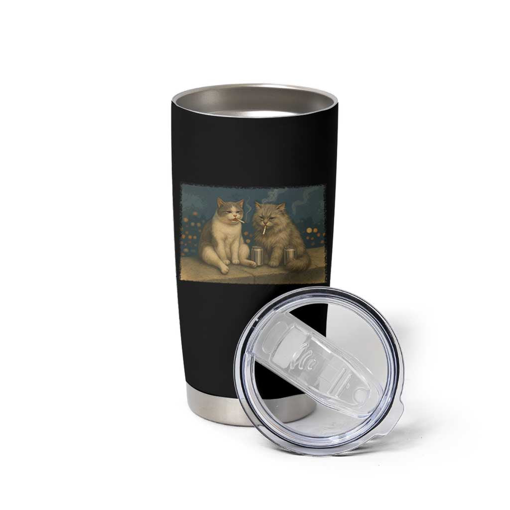 Funny Smoking Cat Tumbler Cup Meme Cool Kitten With Cigarette