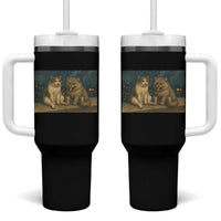 Funny Smoking Cat Tumbler With Handle Meme Cool Kitten With Cigarette