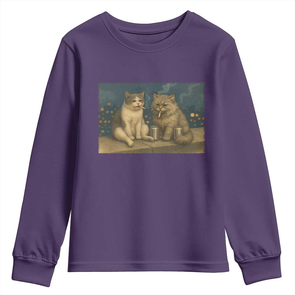 Funny Smoking Cat Youth Sweatshirt Meme Cool Kitten With Cigarette