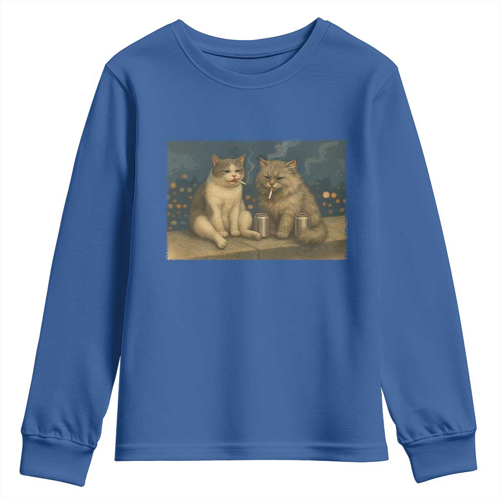 Funny Smoking Cat Youth Sweatshirt Meme Cool Kitten With Cigarette